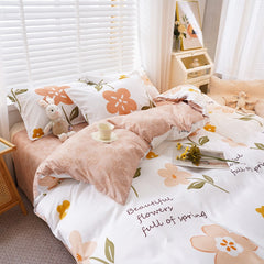 Nordic bedding set double bed set 4 pieces blanket cover duvet cover set pillowcases linen sheet king size 150 90