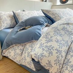 Yellow Floral Bedding Set Soft Ins Single Double Queen Size Duvet Cover Flat Sheet Pillowcase Girls Home Bed Linens NO Filler