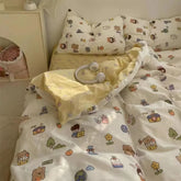 INS Gradient Cream Pink And Green Bedding Sets Streak Flat Sheets Soft Home Textile For Girls Full Size With Pillowcases