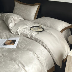 Lyocell Cotton Bed Linens Jacquard Bedding Set Sheet Pillowcase Quilt Cover Ru Queen King Size