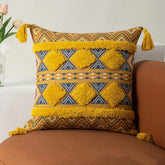 Throw Pillow Cover Bohemian Traditional Culture Ethnic Ornament Floral with Tassels Throw Pillow Covers for Sofa Home Decor