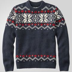 Classic Nordic Fair Isle Crew Neck Long Sleeve Men Christmas Sweater