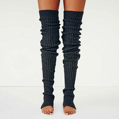 Comfy Solid Color Slouchy Thigh High Rib Knit Leg Warmers
