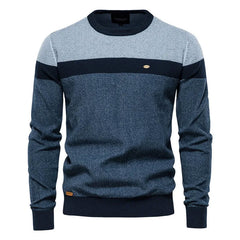 Cosy Winter Color Panel Crew Neck Long Sleeve Men Pullover Sweater