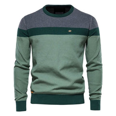 Cosy Winter Color Panel Crew Neck Long Sleeve Men Pullover Sweater