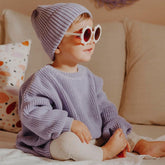 Cozy Crew Neck Long Sleeve Drop Shoulder Brioche Rib Knit Baby Sweater