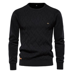 Cozy Geometric Crew Neck Long Sleeve Winter Men Knit Pullover Sweater