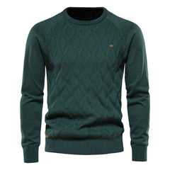 Cozy Geometric Crew Neck Long Sleeve Winter Men Knit Pullover Sweater