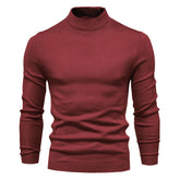 Cozy Ribbed Knit Long Sleeve Winter Fitted Men Mock Neck Pullover Sweater