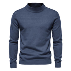 Cozy Ribbed Knit Long Sleeve Winter Fitted Men Mock Neck Pullover Sweater