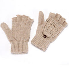 Cozy Solid Color Chunky Cable Knit Convertible Mittens