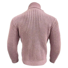 Cozy Turtleneck Long Sleeve Chunky Brioche Knit Men Winter Pullover Sweater