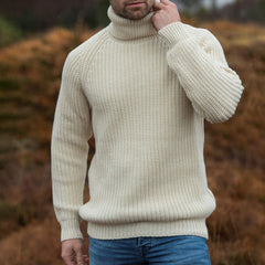 Cozy Turtleneck Raglan Sleeve Chunky Brioche Knit Men Winter Sweater