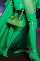 Patent Pointed Toe Over-The-Knee Morso Heeled Boots - Green