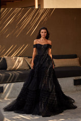 Love You So Off-The-Shoulder Frill-Layered Maxi Dress