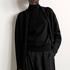 Minimalist Solid Color High Neck Long Sleeve Cashmere Blend Knit Pullover Sweater