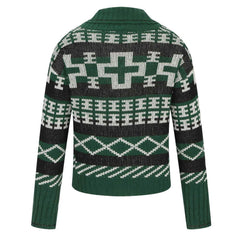 Nordic Style Rib Knit Shawl Collar Button Up Men Winter Geometric Cardigan