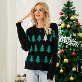 Sparkly Sequin Christmas Tree Print Pullover Holiday Sweater