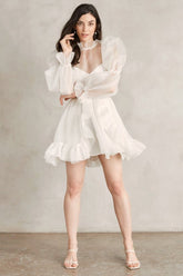 Wondrous Romance Long Puff Sleeves Mini Dress