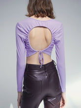 Mauve Crewneck Long Sleeve Stretch Cropped Top