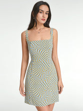 Psychedelic Square Neck Mini Strap Dress