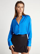 Satin Relaxed Fit Button Up Dress Shirt