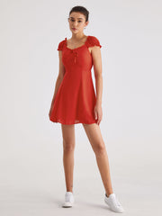 Shoulder Cap Ruffle Mini A Line Summer Dress