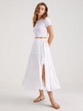 Solid Colored Tiered Maxi Skirts