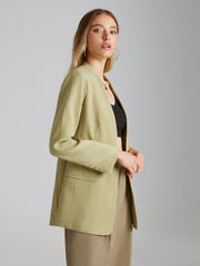 Open Front Single Button Long Blazer