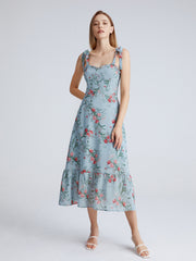 Nostalgic Meadows Floral Strap Flowy Long Dress