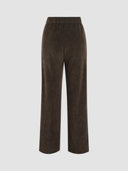 Fleece Lined Corduroy Drawstring Wide Leg Pants