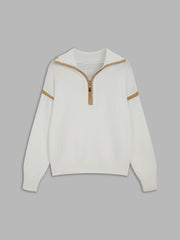 Solid Zip Up Polo Sweater