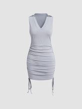 V-Neck Drawstring Bodycon Short Dress