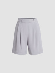 High Waisted Mid Thigh Trouser Shorts