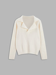 Ribbed Polo Collared Sweater