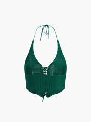 Tied Open Back Crochet Crop Top