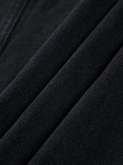 Boho Black Denim Maxi Skirt