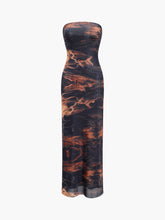 Magma Print Mesh Tube Long Dress