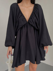 Woven Plunge Skater Short Dress