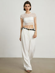 Floral Lace Cover Up Crop Blouse