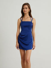 Halter Tied Satin Short Dress