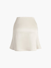 Satin Zippered Mini Skirt
