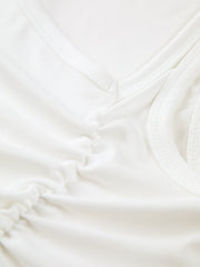 Oblique V-Neck Ruched Top