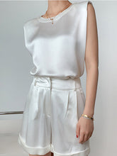 Ivory Glow Satin Two Piece Shorts Set