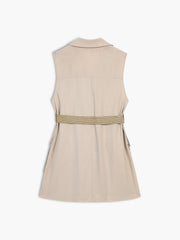 Toffee Belted Button Down Short Dress