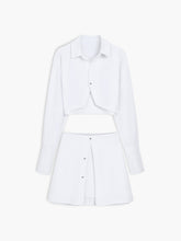 Long Sleeve Crop Shirt Two Piece Skirt Set