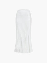 Side Buttoned Pleat Rib Maxi Skirt