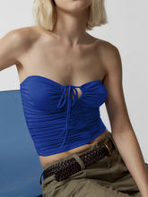 Drawstring Ruched Crop Tube Top