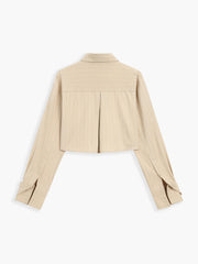 Pinstripe Button Down Crop Top