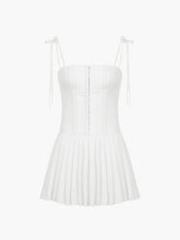 Tie Shoulder Pleat Corset Short Dress